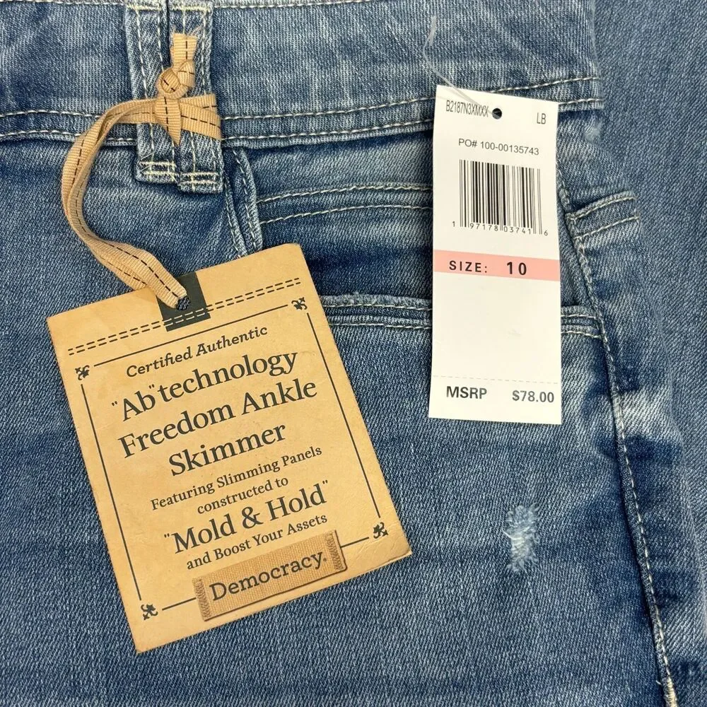 NWT Democracy Women Freedom Ankle Skimmer Jeans Size 10 Blue Denim C093 -18